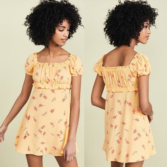 Revolve Flynn Skye Lou Foral Mini Dress Yellow Size Small Britney Spears Boho S - Picture 1 of 12